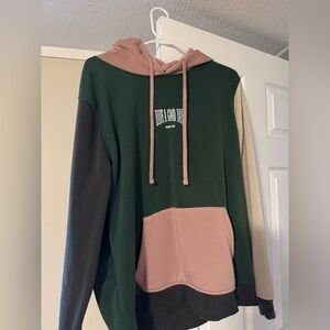 Green and Pink Hoodie with Graphic Text